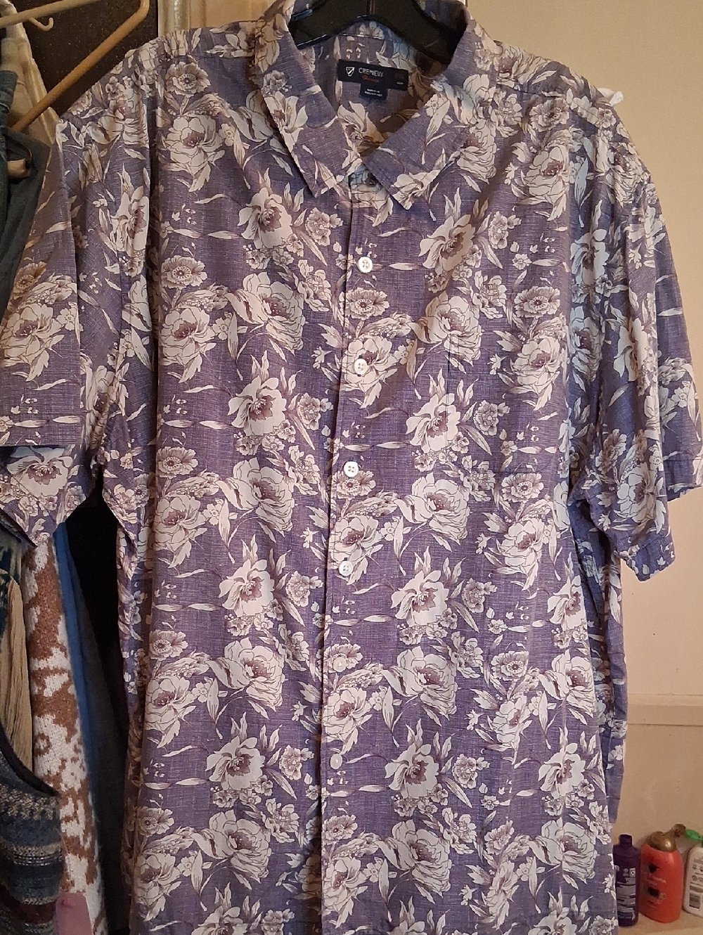 Cremieux‎ Purple Floral Short-Sleeve Button-Down Shirt,sz.XXL